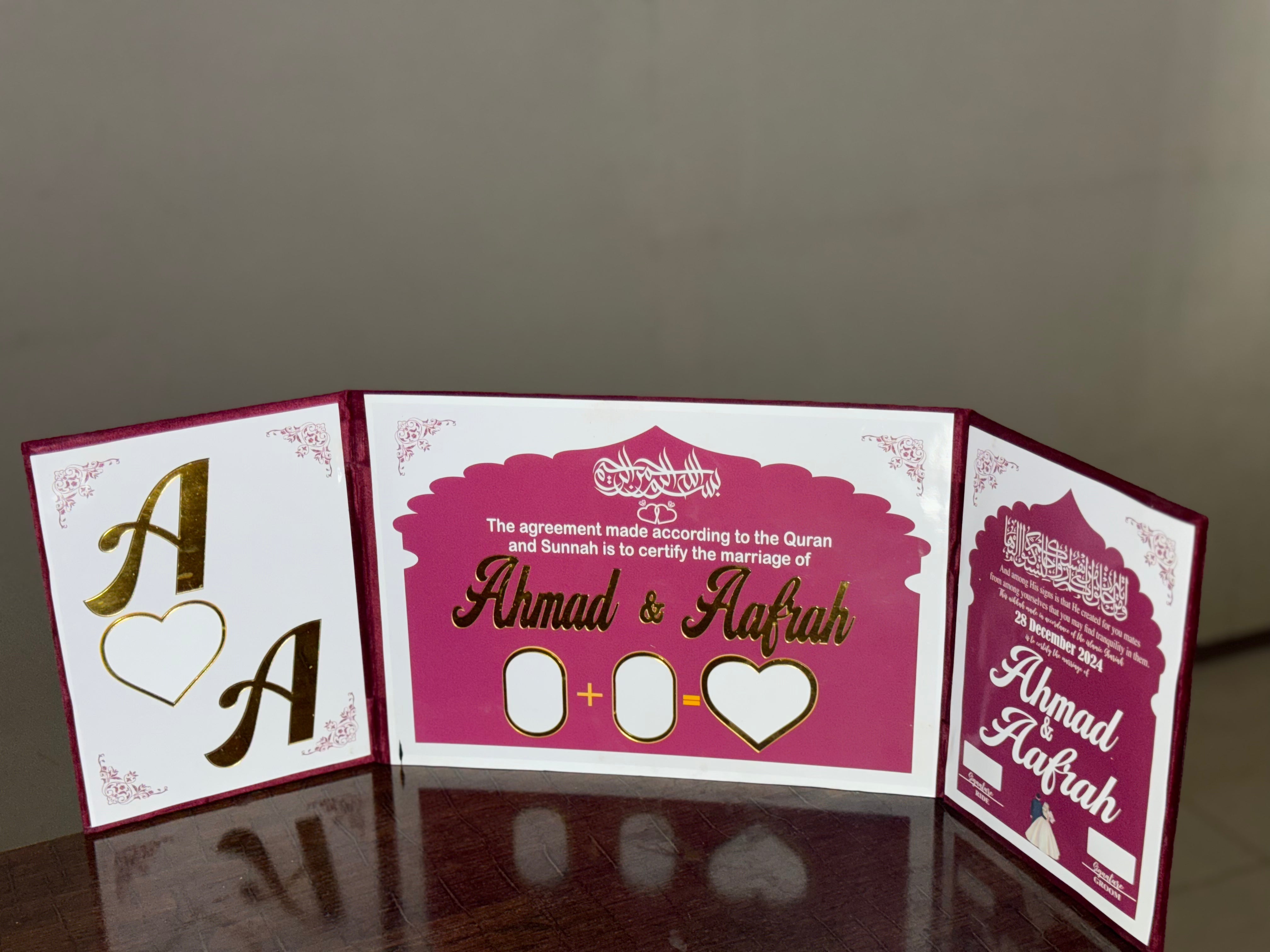 Double side fold Nikkah Booklet | Maroon