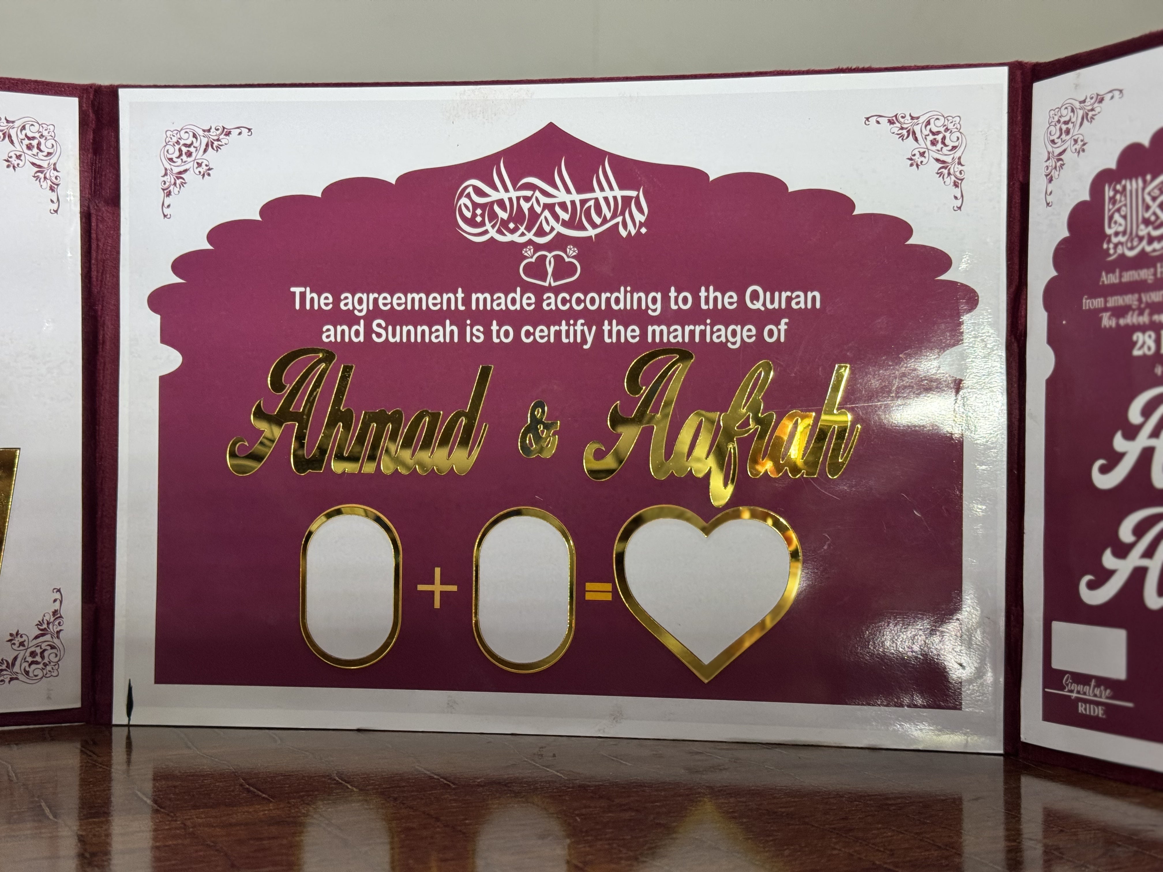 Double side fold Nikkah Booklet | Maroon