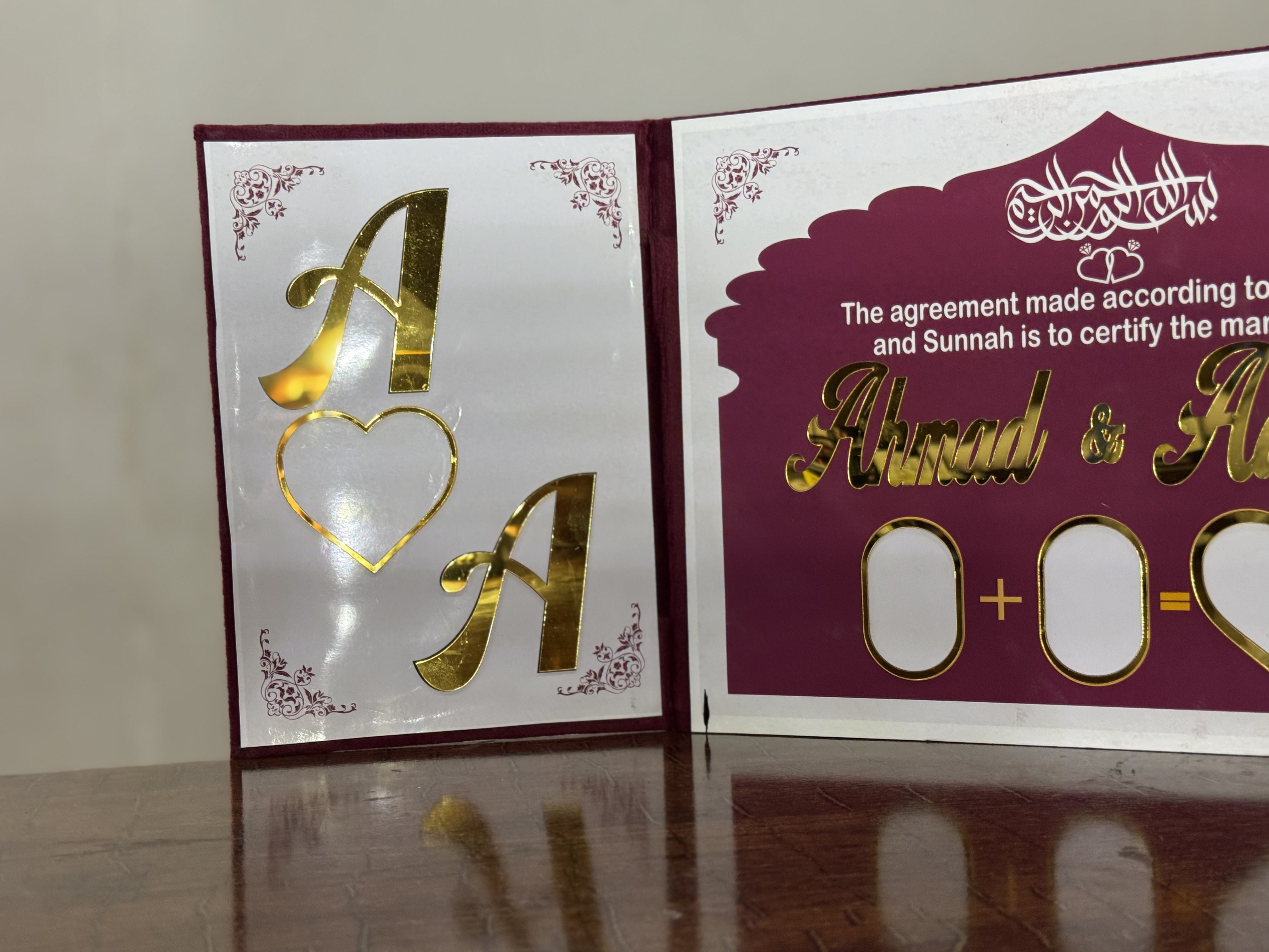 Double side fold Nikkah Booklet | Maroon