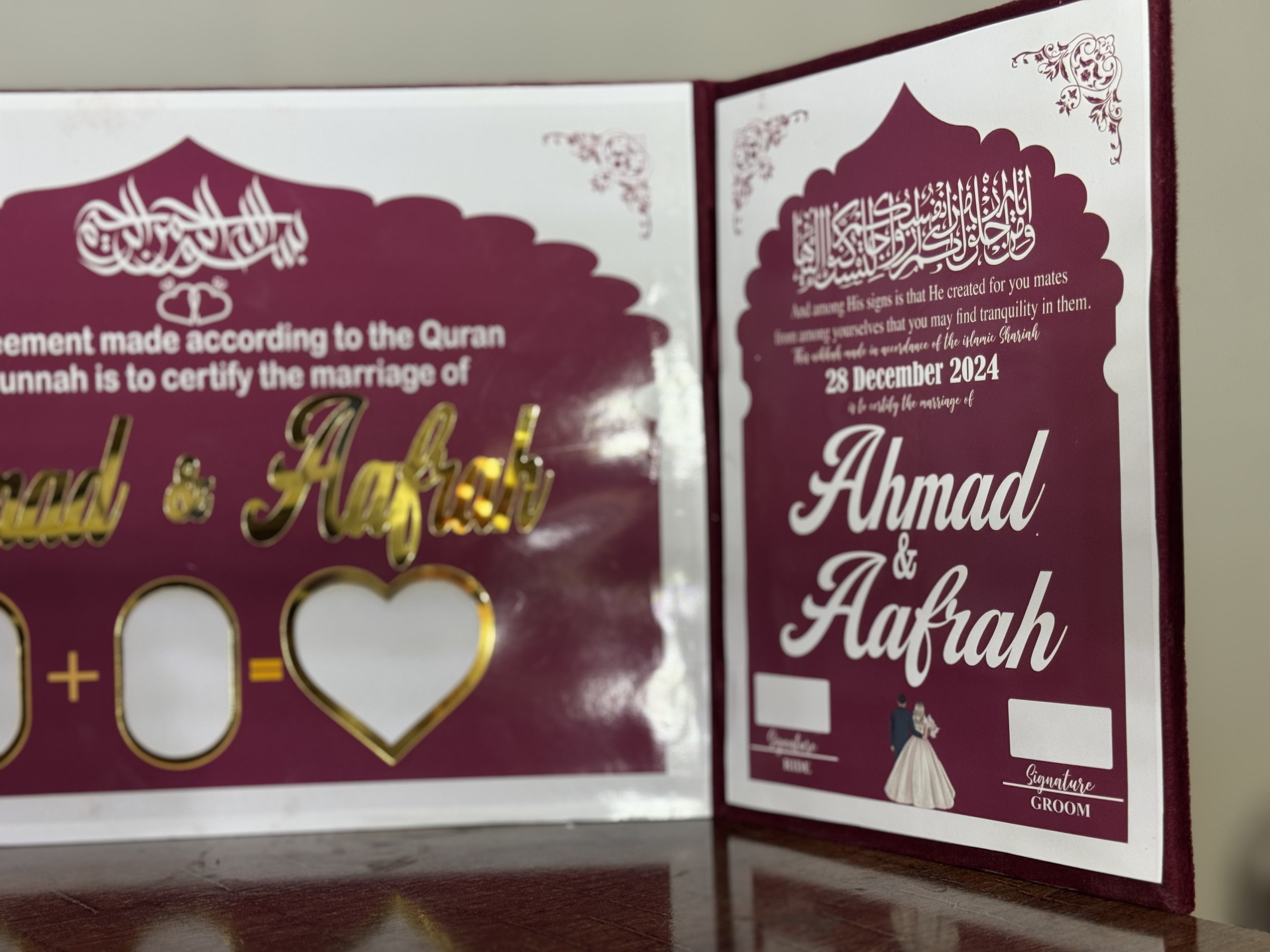 Double side fold Nikkah Booklet | Maroon