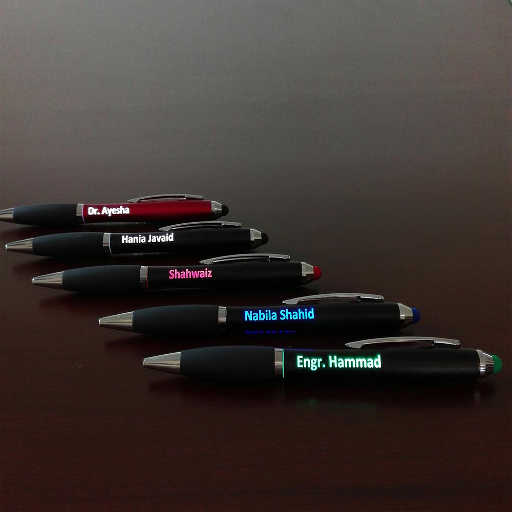 Multi Color Light Name Stylus Pen