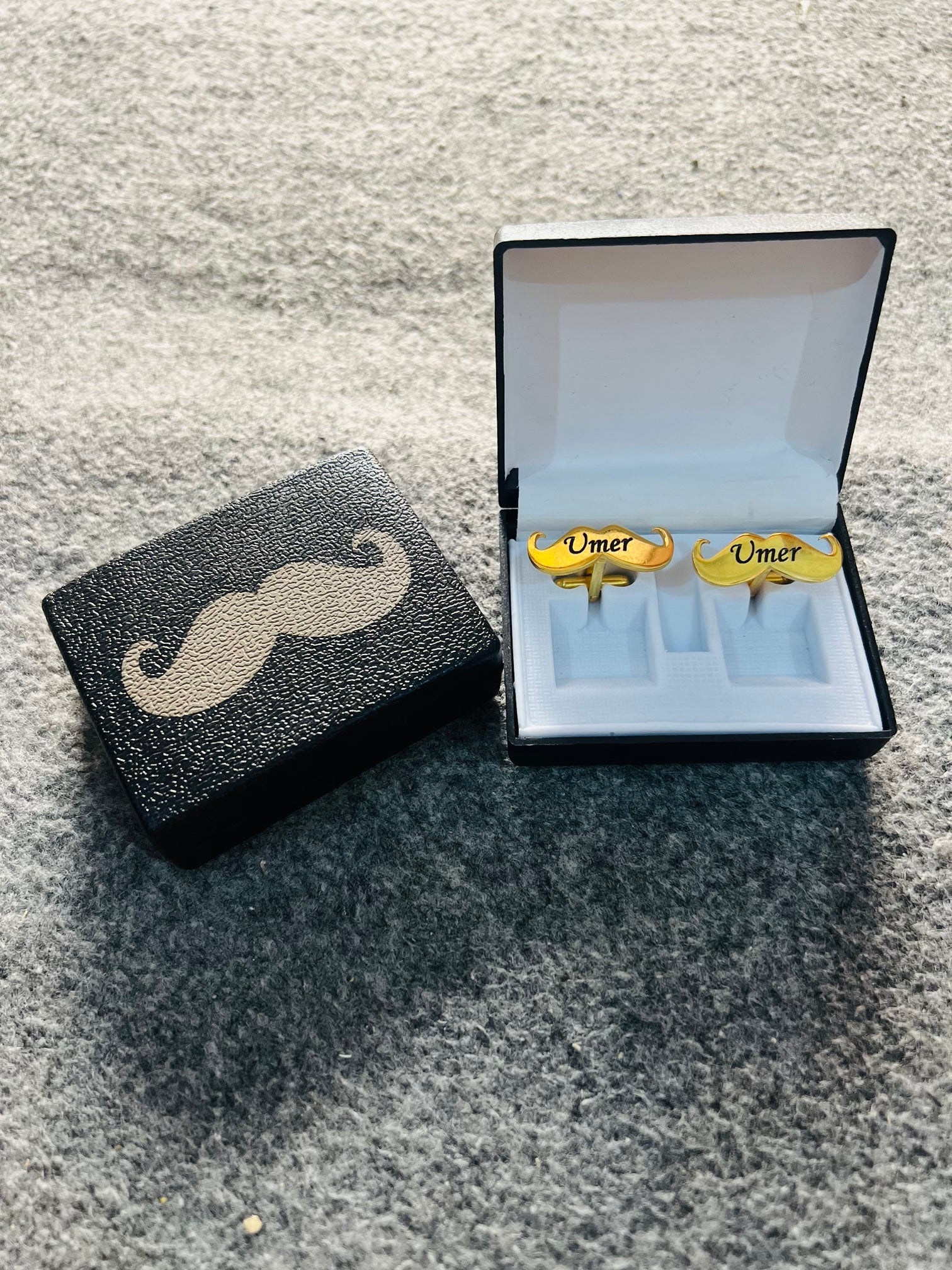 Mustache Name Engraved Cufflinks