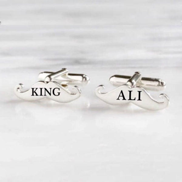 Mustache Name Engraved Cufflinks