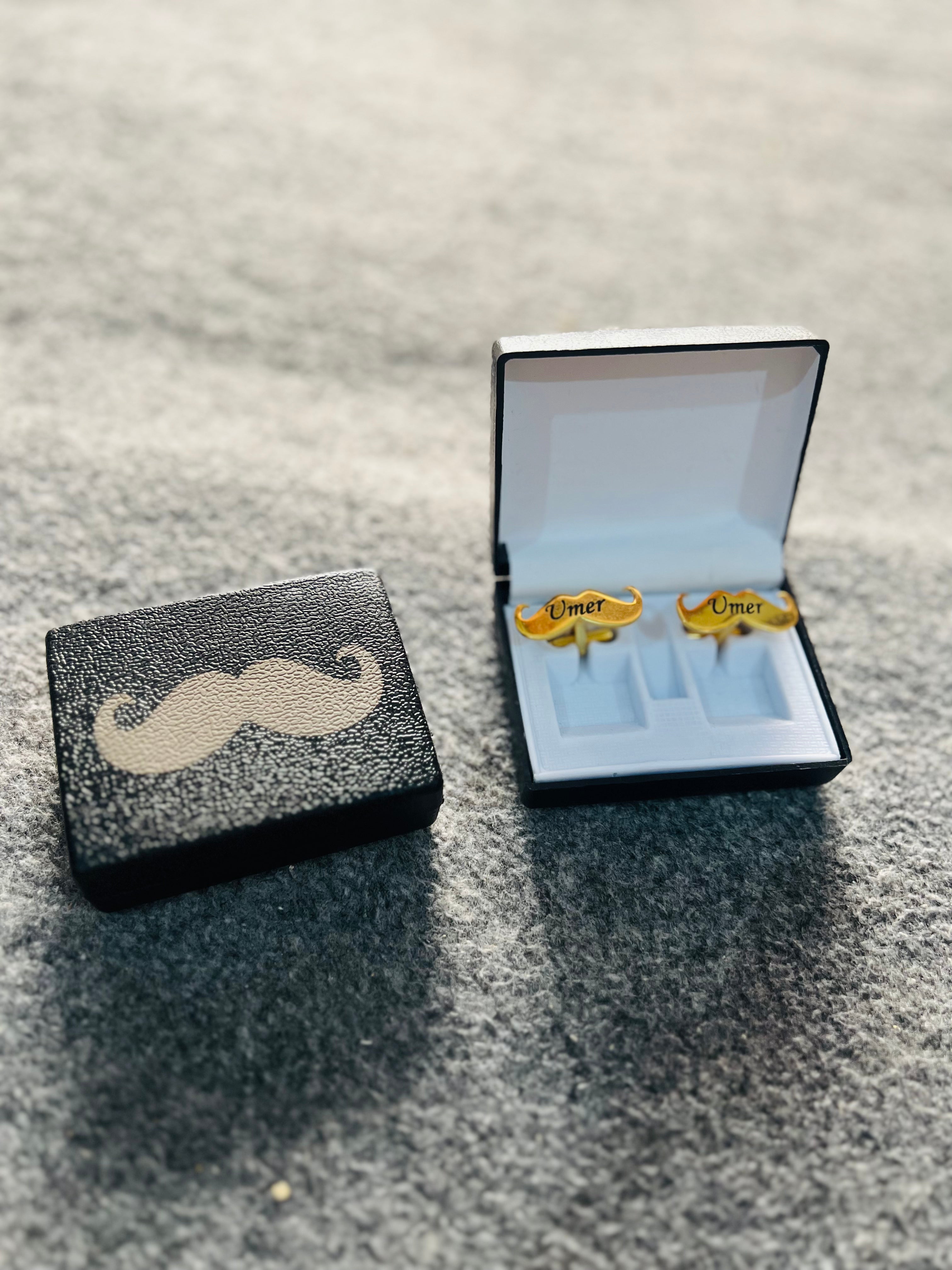 Mustache Name Engraved Cufflinks