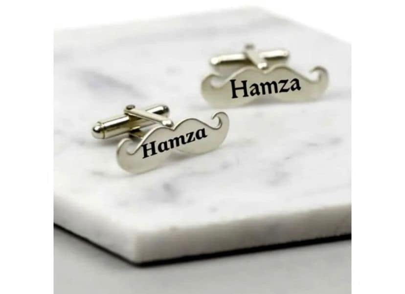 Mustache Name Engraved Cufflinks