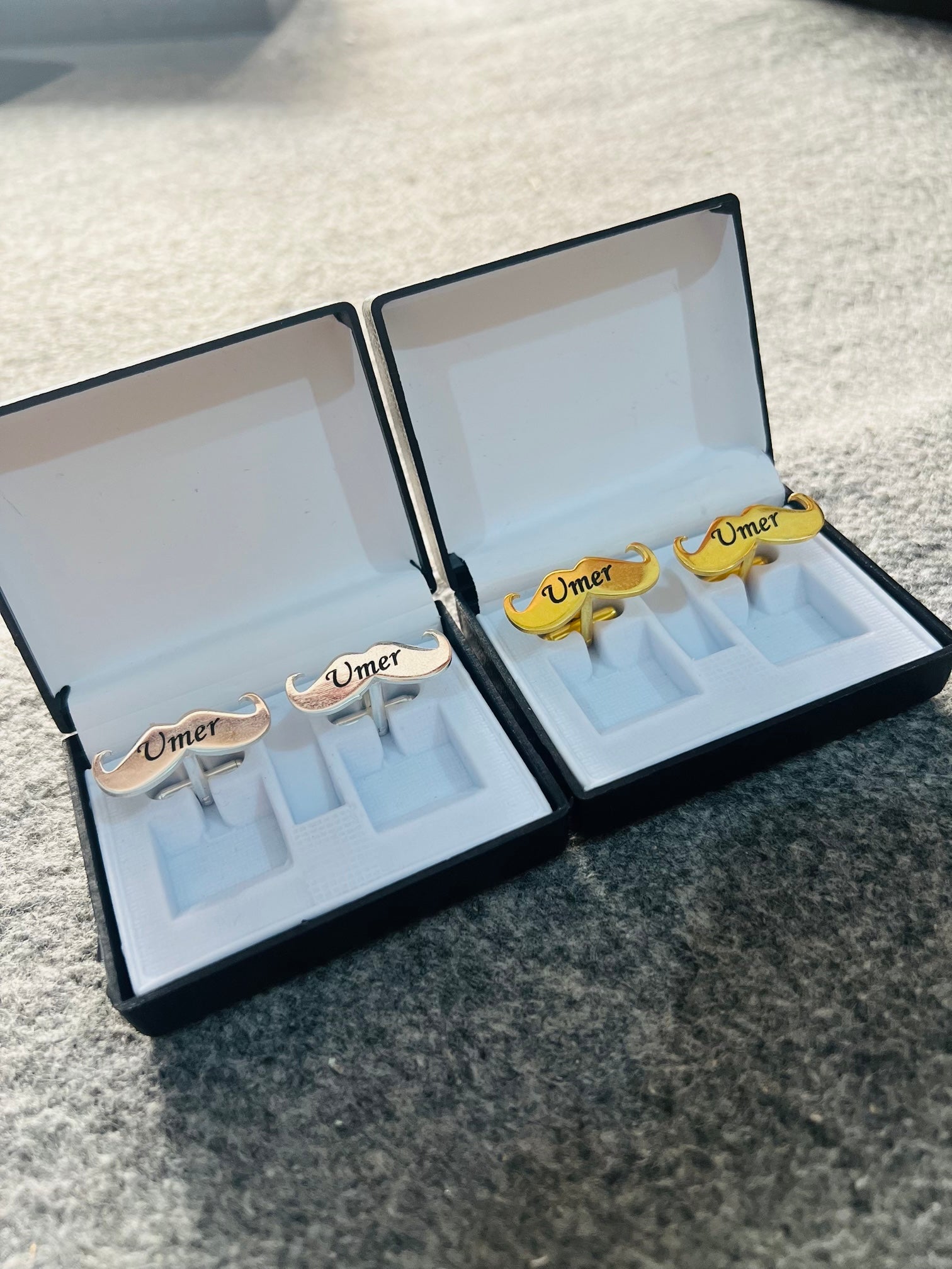 Mustache Name Engraved Cufflinks