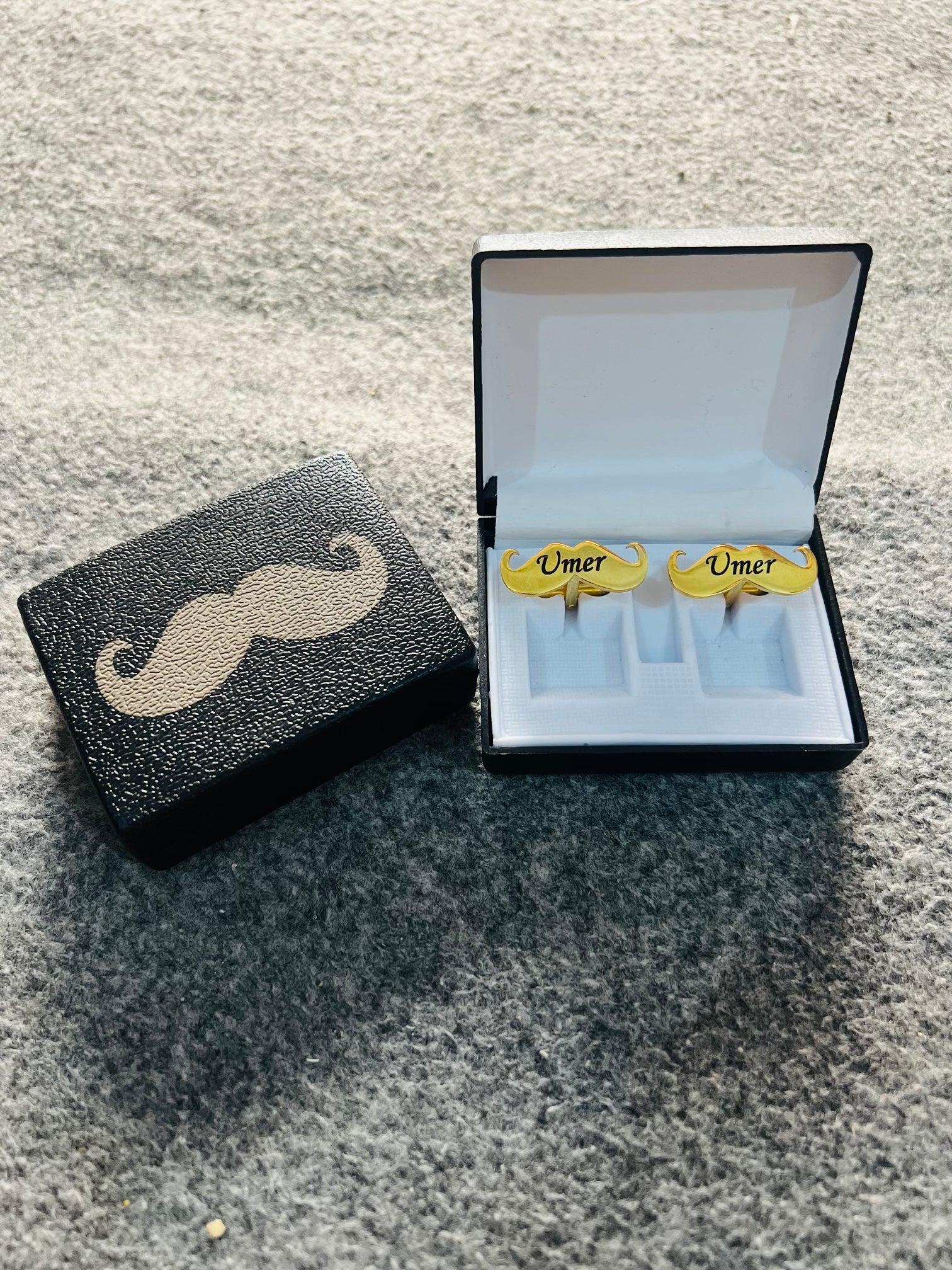 Mustache Name Engraved Cufflinks